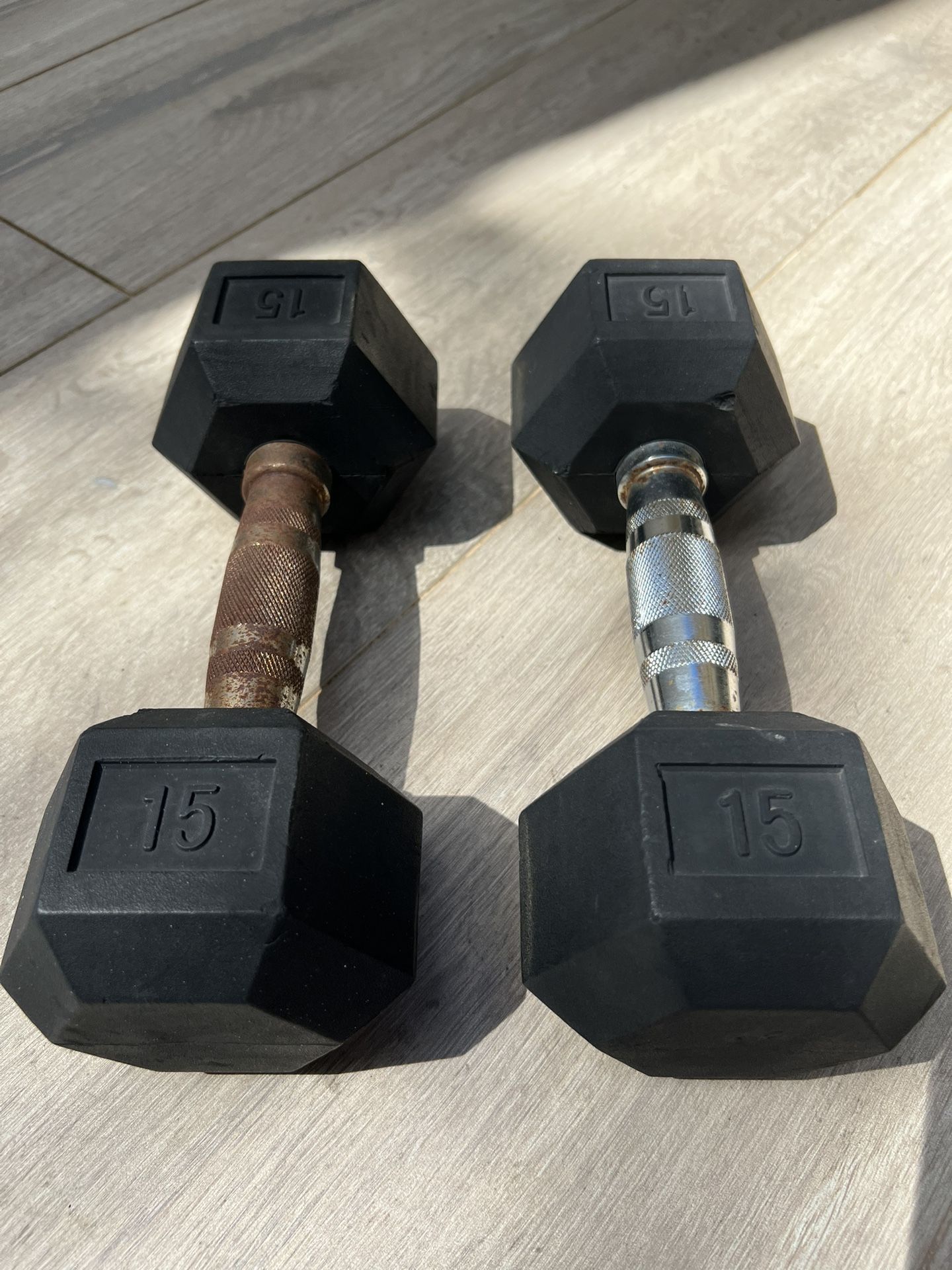 15 Pound dumbbells
