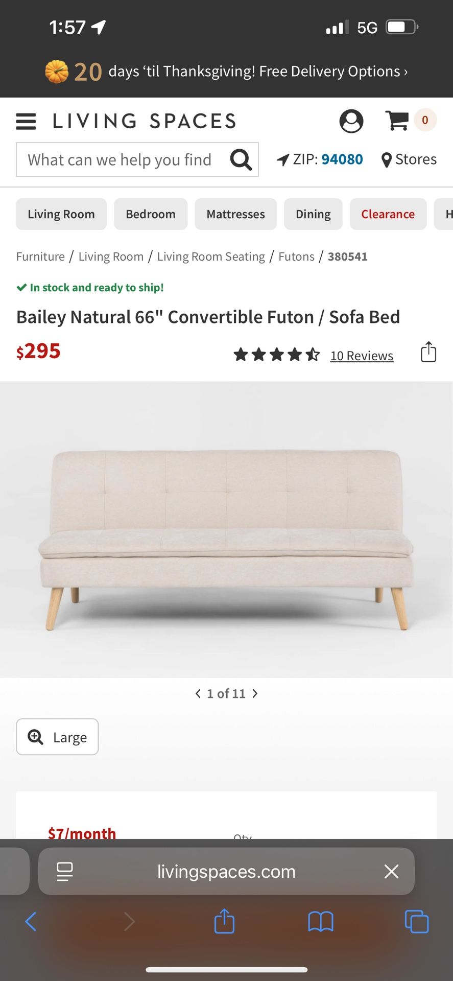 Living Spaces Futon