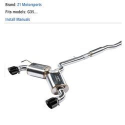 Z1 Infiniti G35 Touring Exhaust