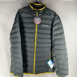 Columbia NWT Lake 22 Men's 650 Fill Down Heat Seal Jacket in Shark and Yellow Size Large
