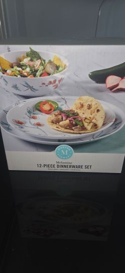 Martha Stewart 12-Piece Dragonfly Melamine Dinnerware Se