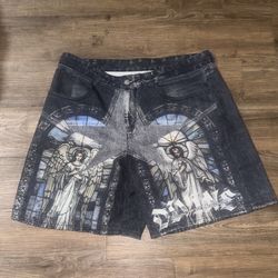 Church mural Jean Shorts 