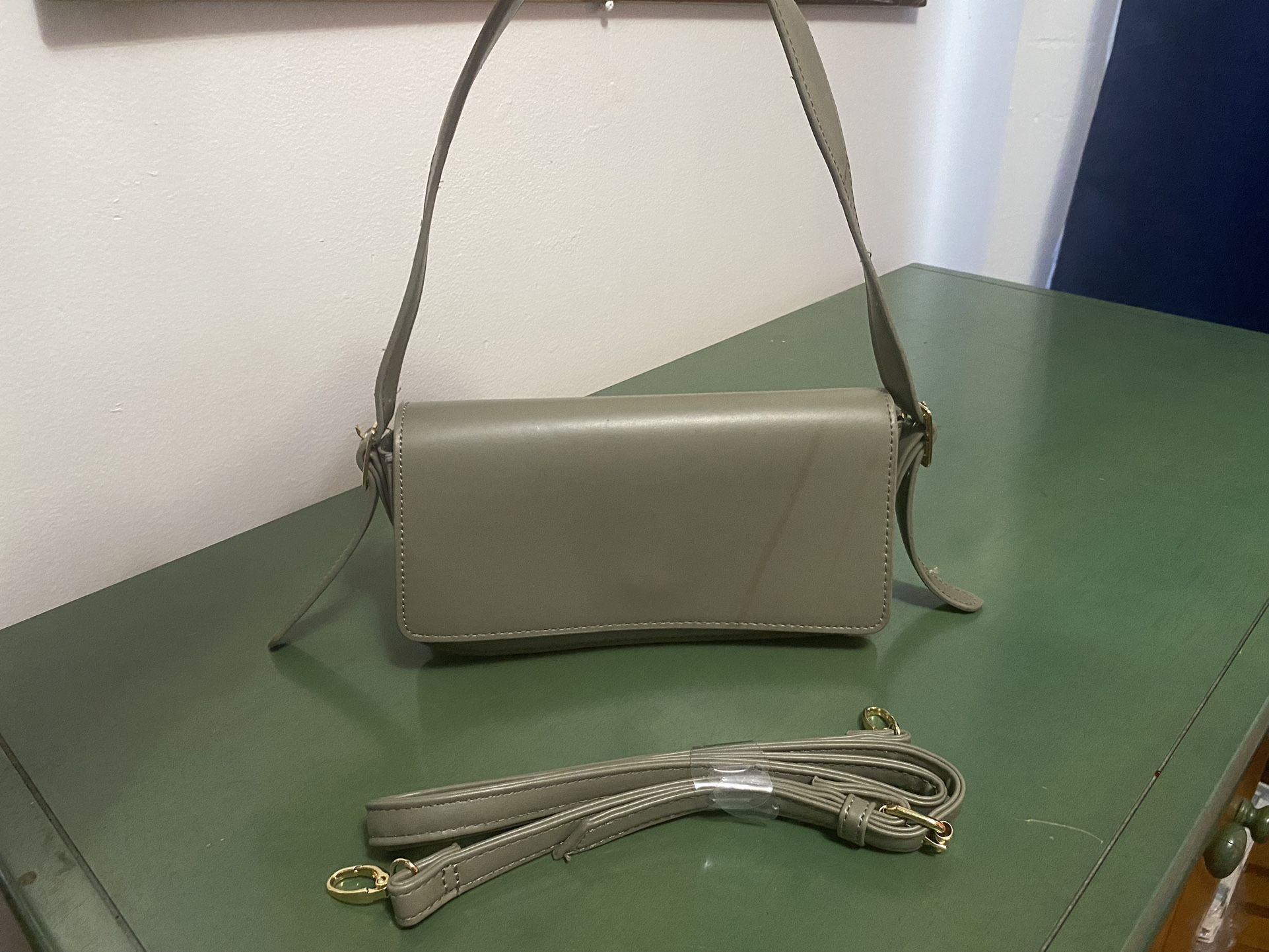 Turquoise Clutch Shoulder Bag With Detachable Strap