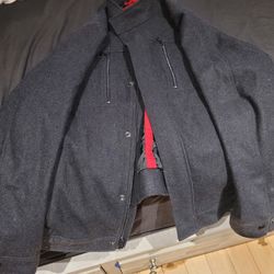 Alfani Jacket Mens L Black Wool Blend Coat Lined Warm Zipper Pockets Dress