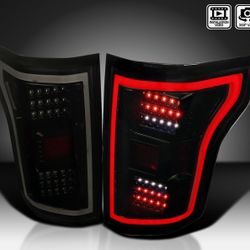 Fits 2015-2017 Ford F150 Black/Smoke LED Tail Lights Brake Lamps Left+Right Pair