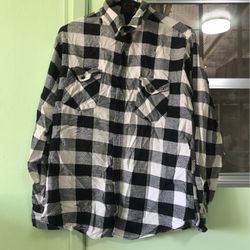 Mens Black And White Plaid Shirt