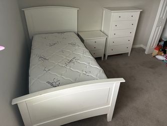 White Twin Bed Frame with Mattress