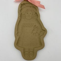 Vintage 1992 Brown Bag Cookie Art Mold  Press Girl with Bunny