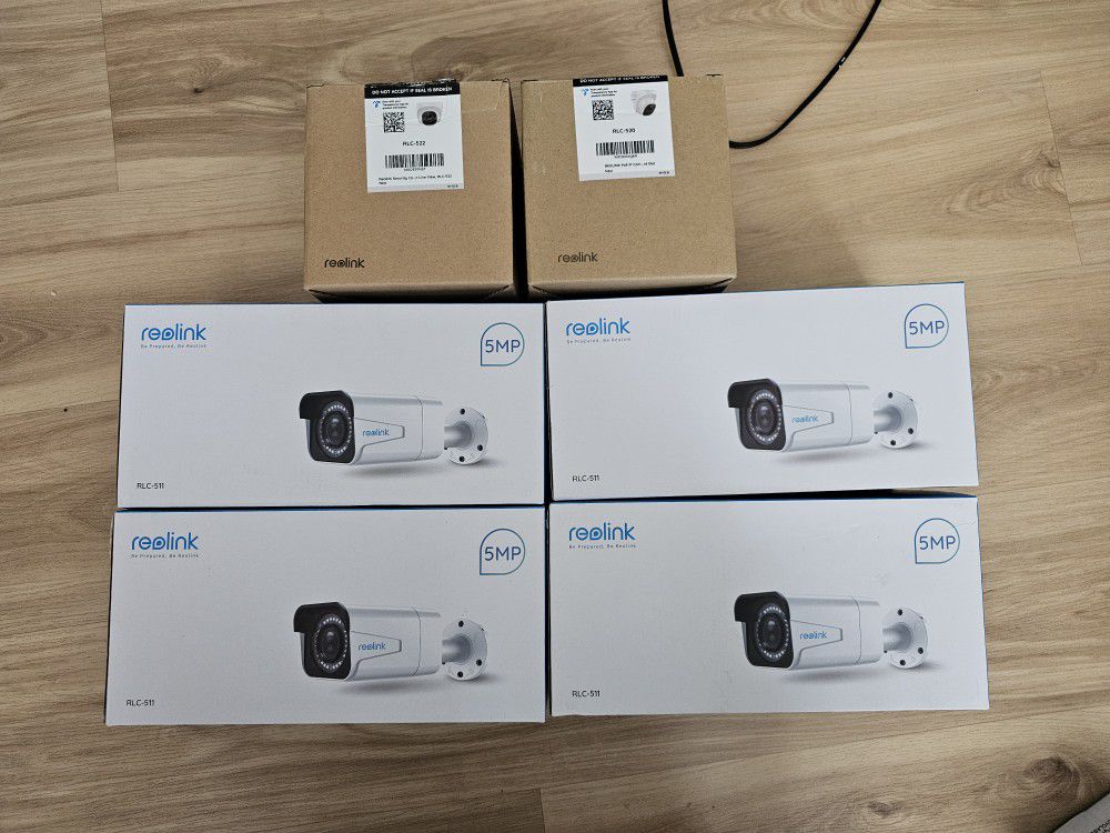 New Reolink POE Cameras - 4x RLC-511, 1x RLC-522, 1x RLC-520