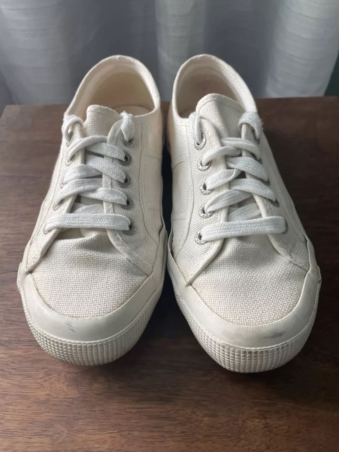 J Crew Sneakers Women’s White Canvas Shoes Size 5 Natural Boat