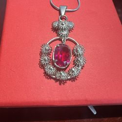 Silver Pendant With Ruby 