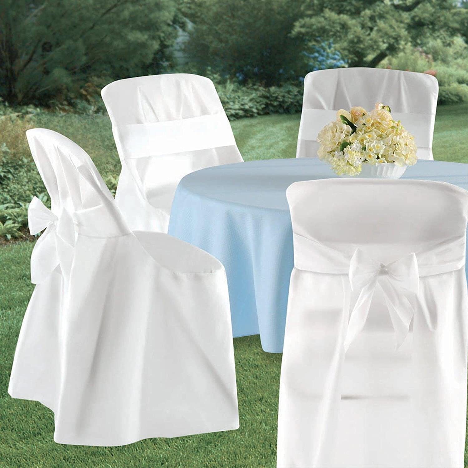 Forty Two White Chair Covers With White Bow