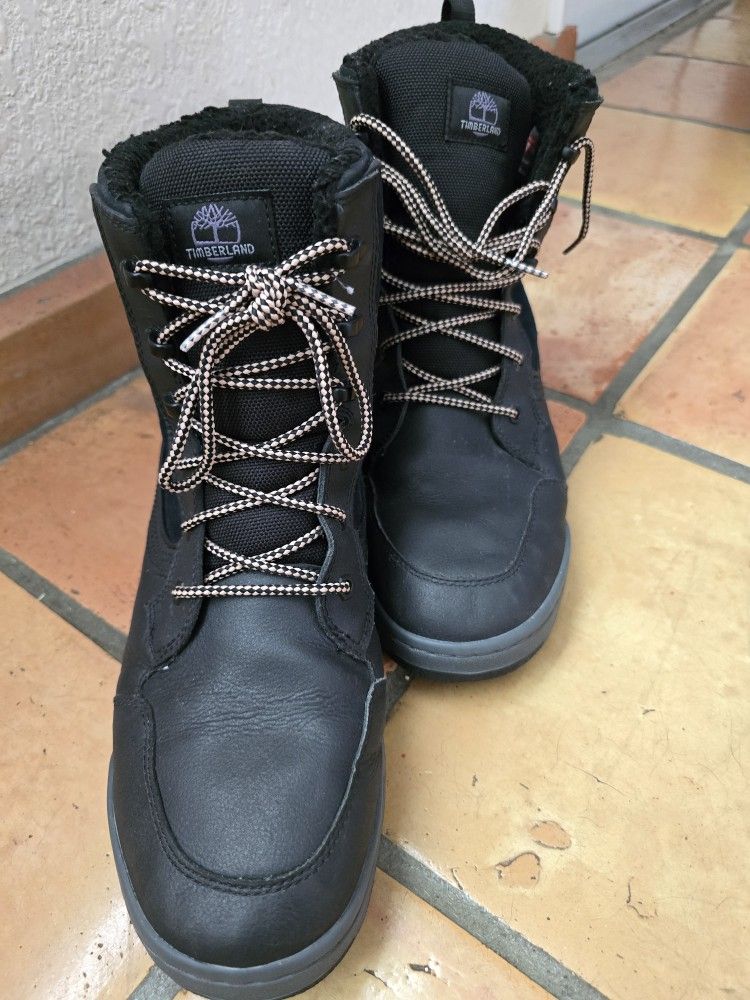 Timberland Men's 6" Raystown Black Leather Waterproof Snow Boots A1HRA Size 11