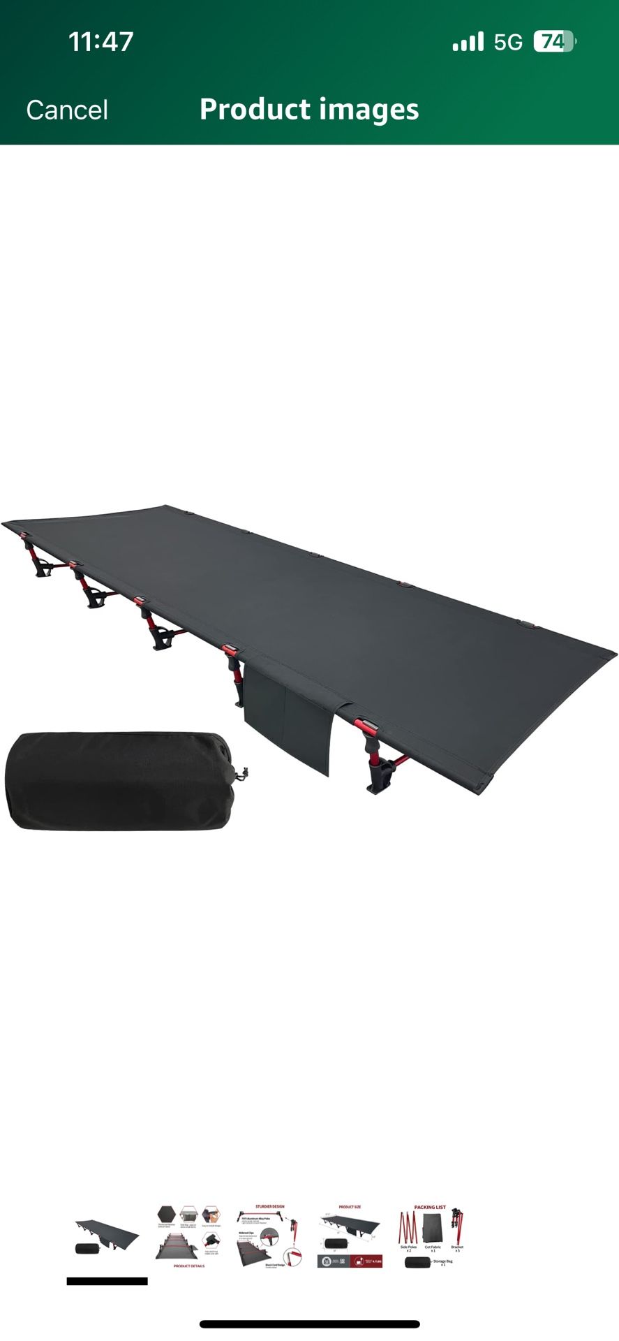 Sutekus Portable Camping Cot Sleeping Cot Ultralight Backpacking Cot Bed for Outdoor Hiking Travel B