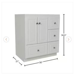 30 Inch Bathroom Vanity Plus Mirror! White Strasser Ultraline 30 in. W x 21 in. D x 34.5 in. H Cabinet without Top