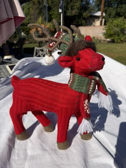 Festive Red Reindeer Christmas Decor – Cozy Holiday Accent – OBO