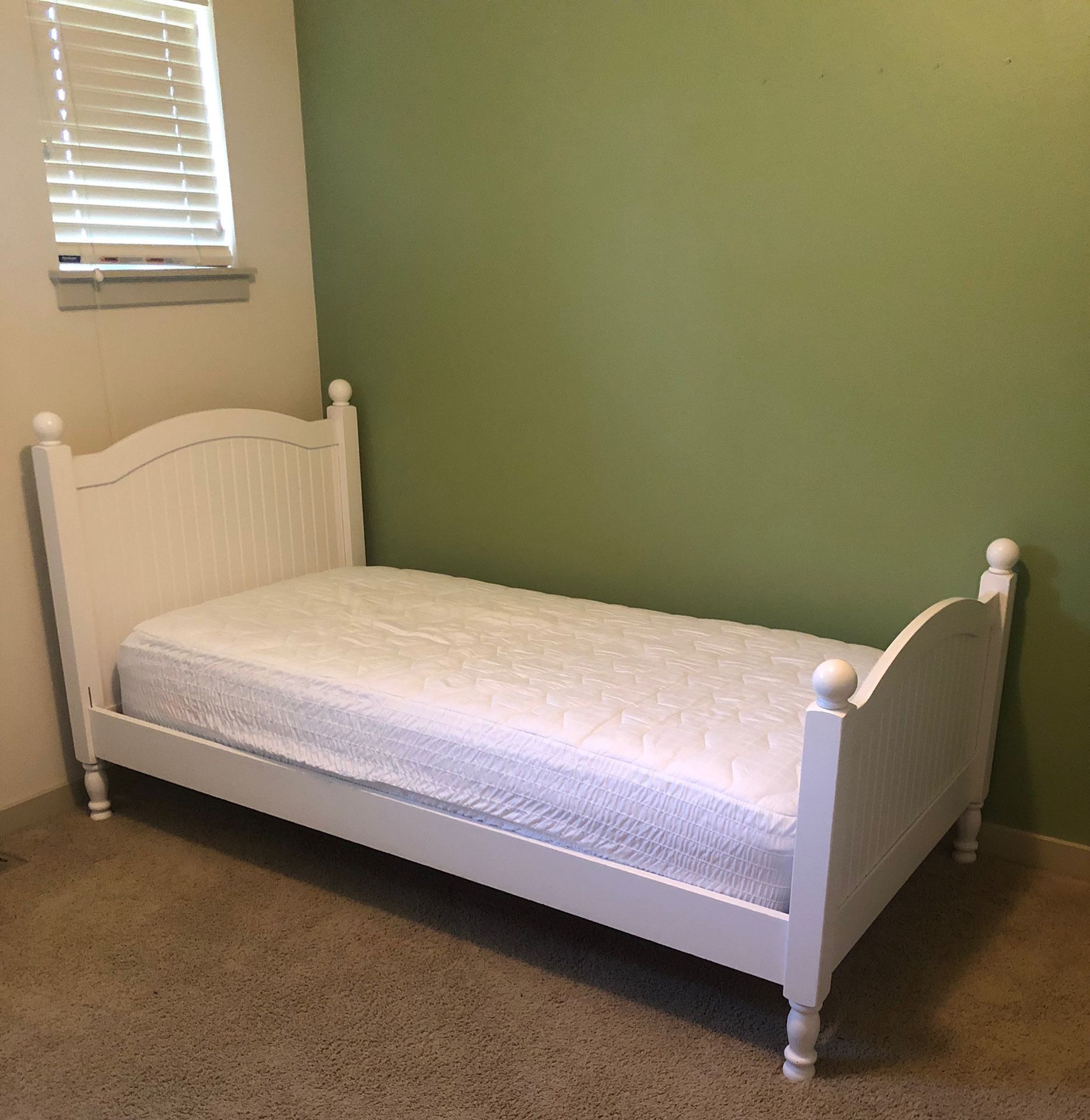 Pottery Barn kids white twin bed