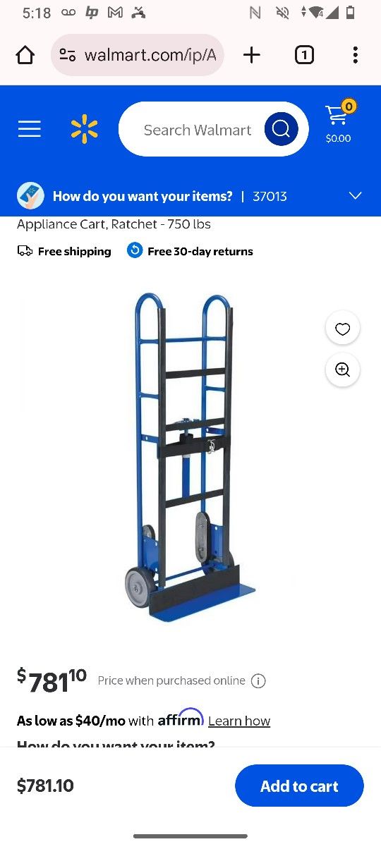 Appliance Cart, Ratchet 1200 Lbs