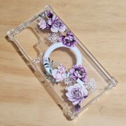 S24ultra clear purple flowers magsafe 