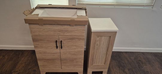 New 24 inch bathroom vanity with linen cabinet