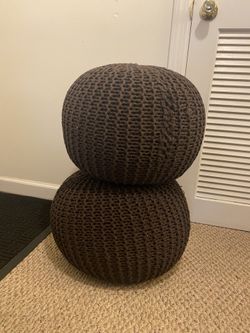 2 Brown Poufs