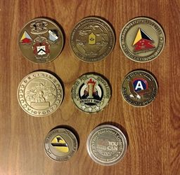 USA America Lot Of 8 Large Military Challenge Coins Medallions Medals 
