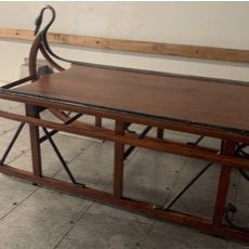 Antique Steel And Wood Sleigh/ Coffee Table 