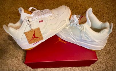 Levi's x Air Jordan 4 White Denim Sneakers