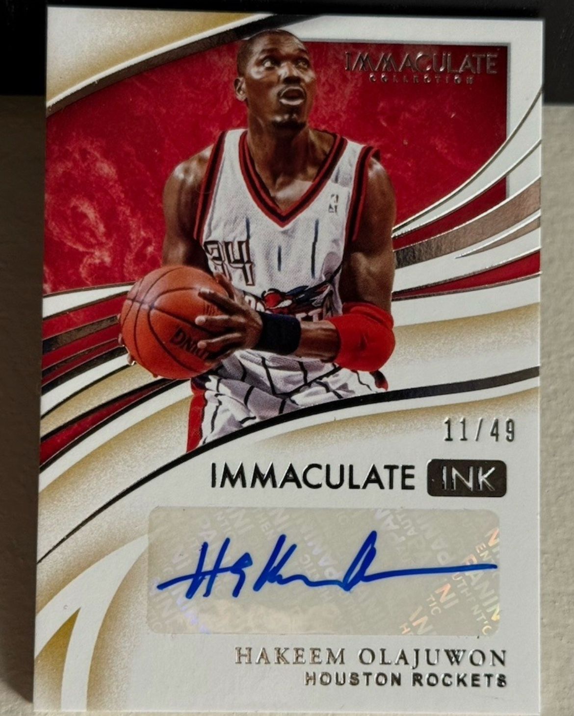 Hakeem Olajuwon Rockets Auto Card