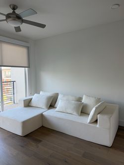 Cream Sectional couch with Chaise Lounge