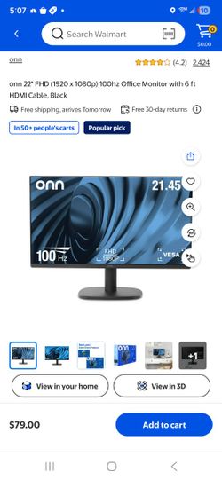onn 22" FHD (1920 x 1080p) 100hz Office Monitor