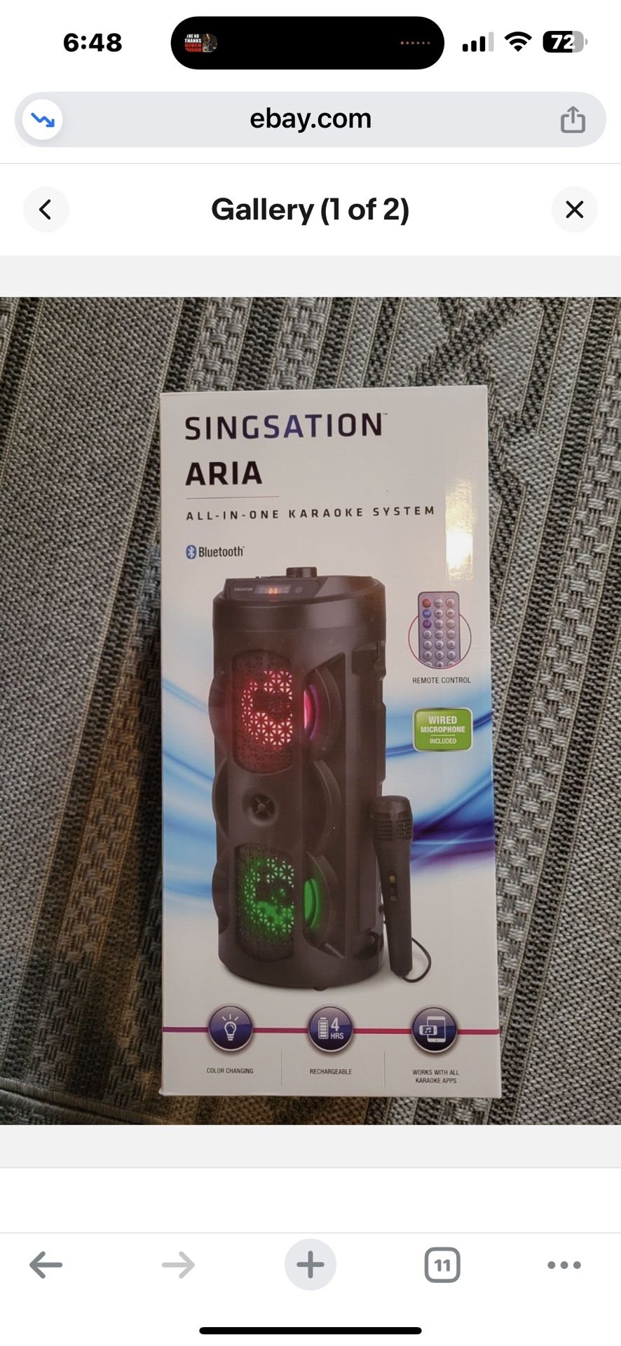 Singsation 5.0 Bluetooth Karaoke Machine, 2 4" Dynamic Driver Loudsound Speakers, Two Microphones, LED Light Show, Karaoke Machine for Kids and Adults