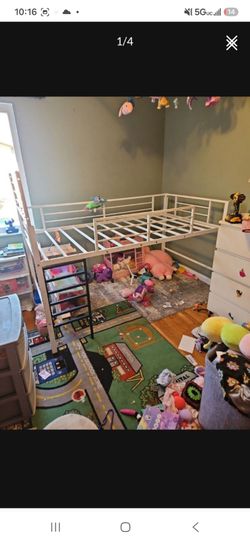 Twin size raised bedframe with slide and mattress included