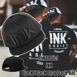 ADDICT INK “INK” Black/Black Snapback Cap, OS 