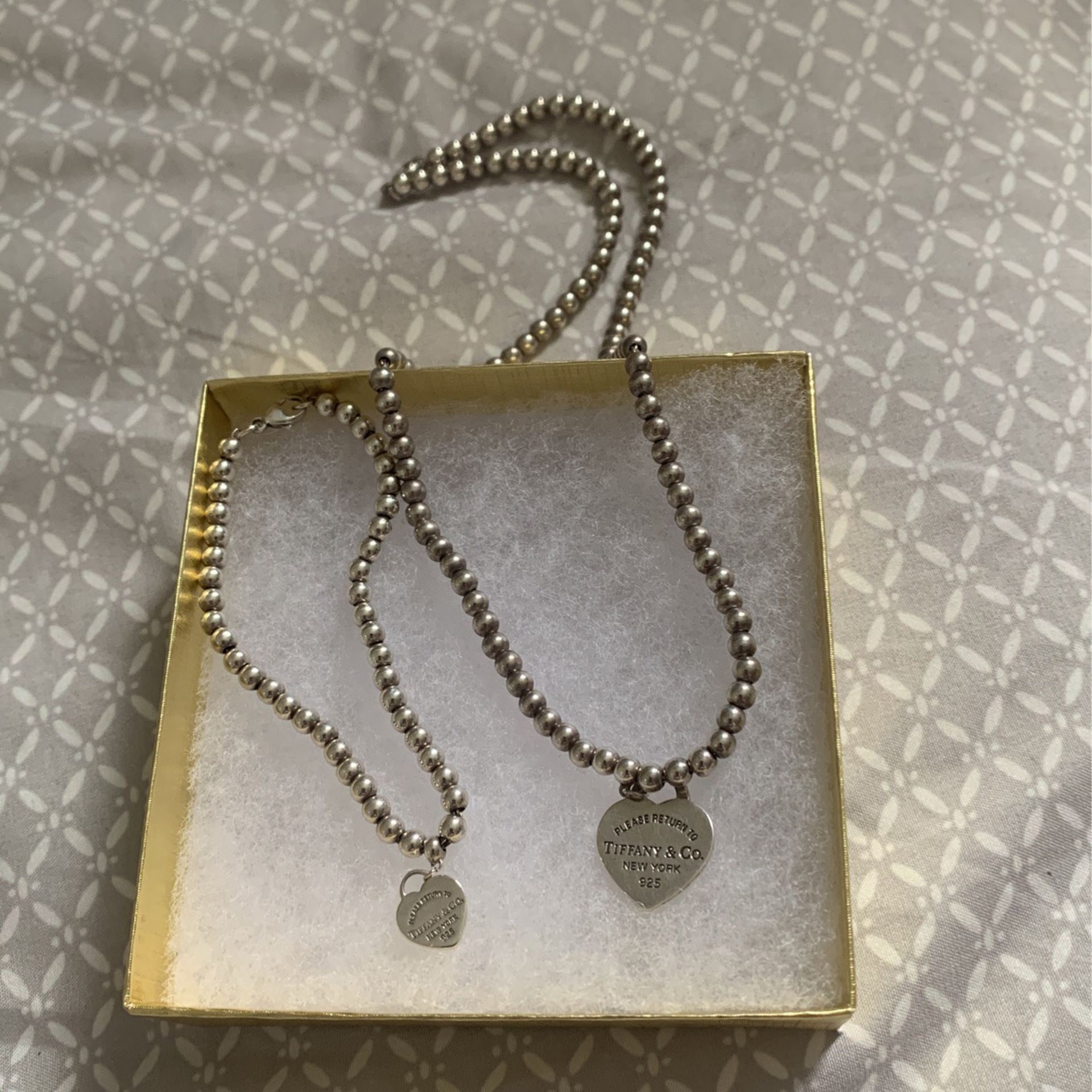 Tiffany “Please Return To “ Necklace And Bracelet Set