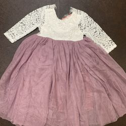 2Bunnies Peony Lace Straight Dress Mauve Sleeve Maxi, 2T