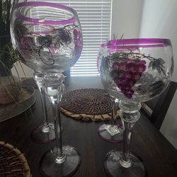 Vintage cracked glass candle holders