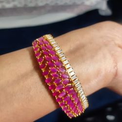 18k Gold Plated Bracelet With Earrings Set