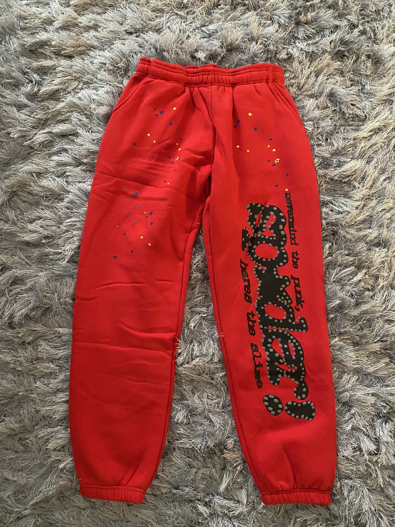 Sp5der Black and Red Juice WRLD collab Sweatpants
