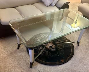 Glass Top Coffee Table with Lion Base