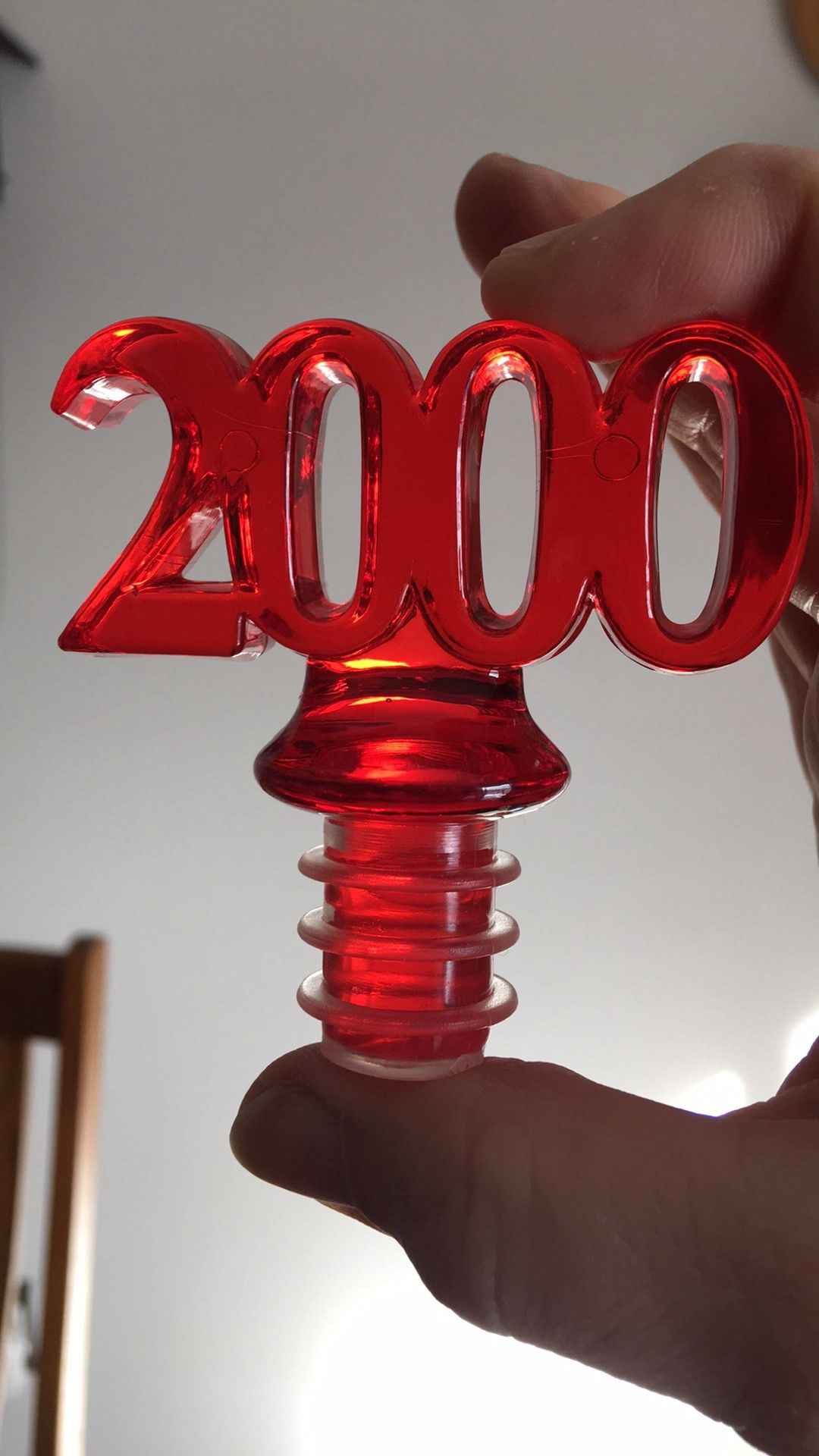 Acrylic Bottle Stopper The Millenium Year 2000 Red