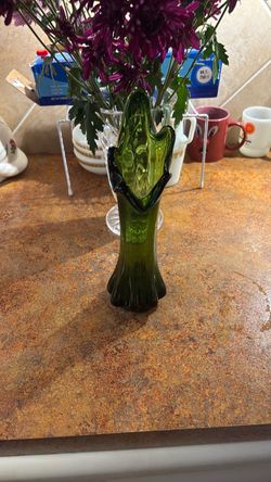 Mcm green swing vase