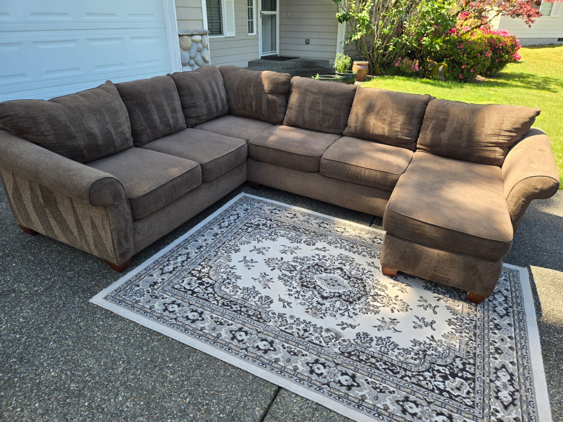 Brown Sectional Delivery Available ๐