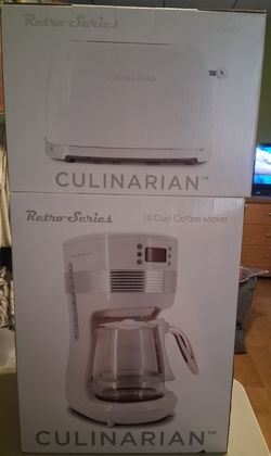 New RETRO SERIES CULINARIAN COFFEE MAKER 10 CUP & TOASTER WHITE