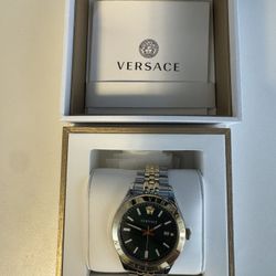 Versace Hellenyium Two-Tone Steel Green Dial Men Quartz Watch