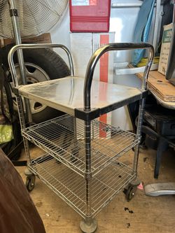 Stain And Steel 3 Shelf Table