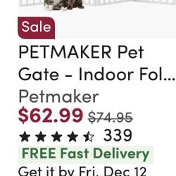New White Wooden PETMAKER Pet Foldable Indoor Gate