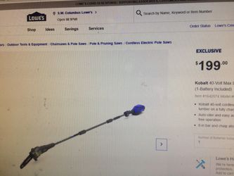 Almost new Kobalt 40v pole saw and Blower