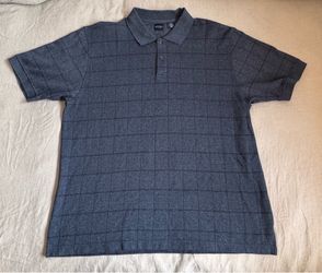 Arrow Men XXL Polo Shirt Blue Check Short Sleeves Cotton Blend Golf Athleisure (Silver Lake)