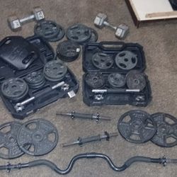 Gold"s Gym and CAP Wieght set(Curlbar,Dumbells,,Vest Plate,240 lbs in wieghts and more)